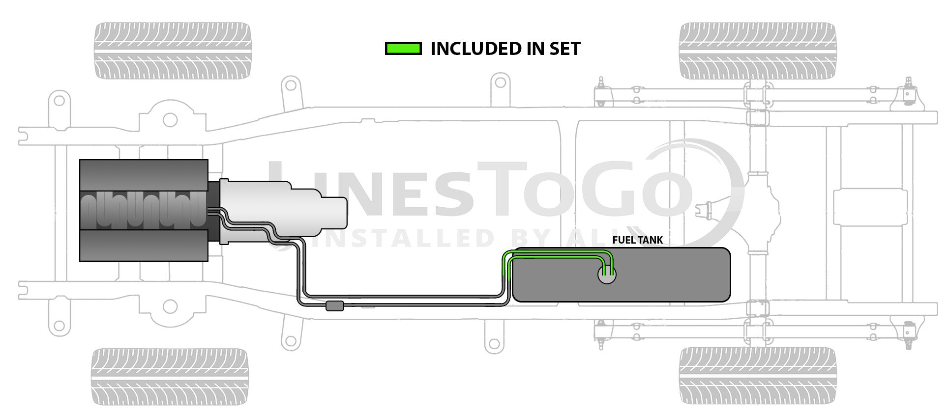 Chevy Silverado/GMC Sierra 2500HD/3500/3500HD Stainless Steel Braided Teflon Hoses 2006 Between Fuel Lines and Fuel Tank Duramax Diesel 6.6L 5069-01C