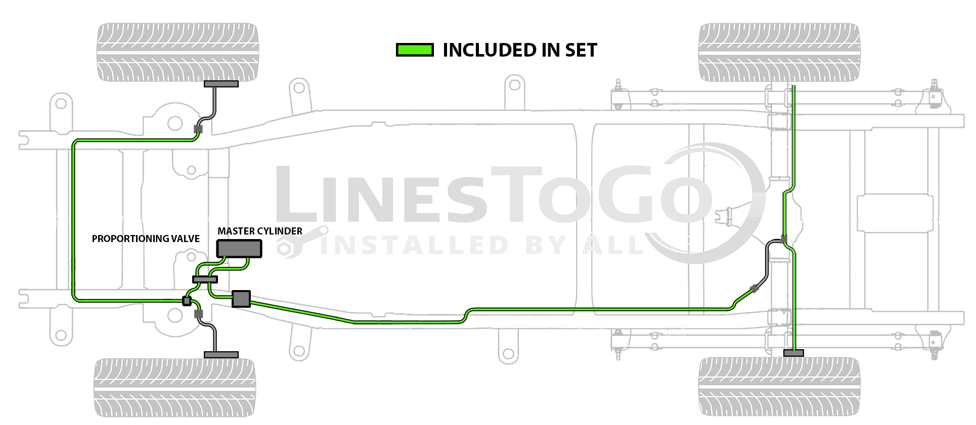 Dodge Dakota Brake Line Set 2001 2WD Reg Cab 6.5ft Bed 3.9L BLD-164-SS1H Stainless Steel