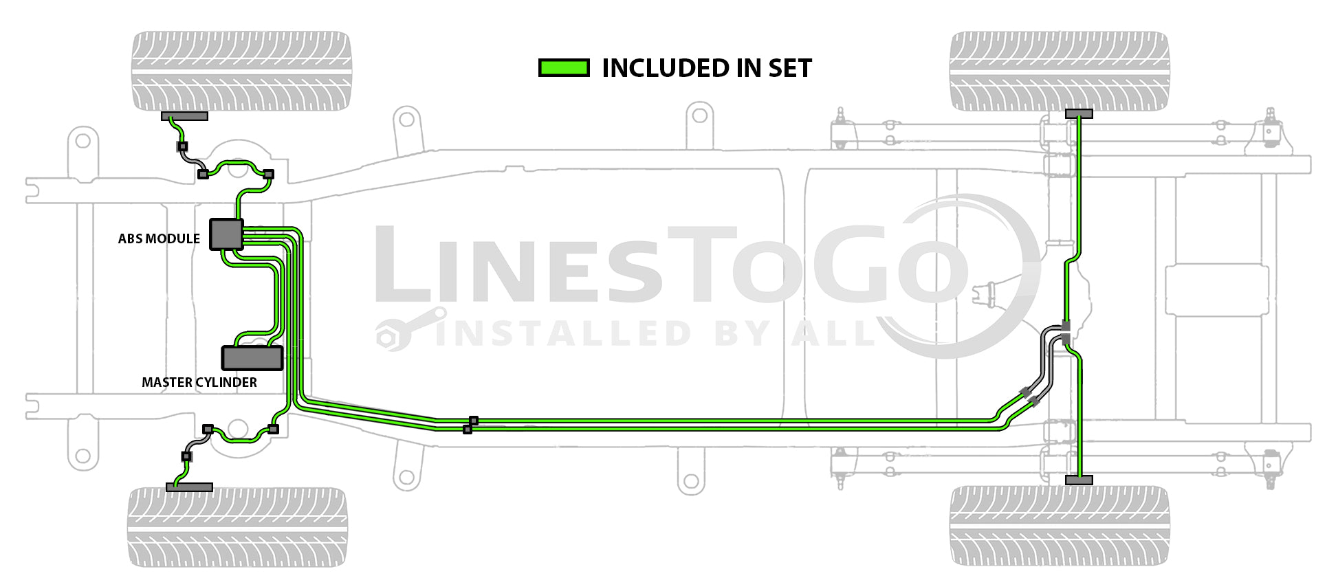 Juego de líneas de freno para Toyota Tacoma 2006 Base 4WD Cabina doble Caja de 6 pies 4.0L BLT-127-SS1B Acero inoxidable