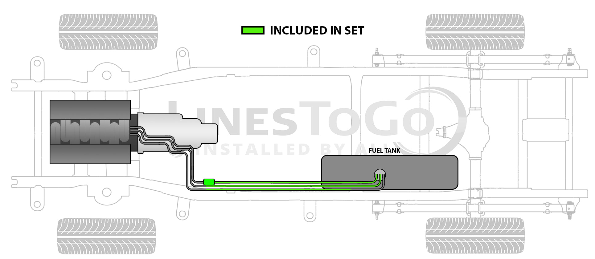 Chevy Truck Rear Fuel Line Set with Intermediate Brake Line 1994 K3500 4WD Crew Cab 8 ft Bed 5.7L FL246-D1C