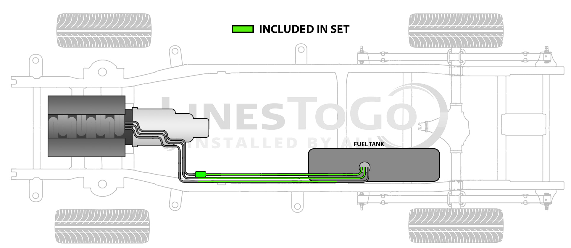 Chevy Truck Rear Fuel Line Set with Intermediate Brake Line 1993 K3500 4WD Crew Cab 8 ft Bed 7.4L FL246-D1H