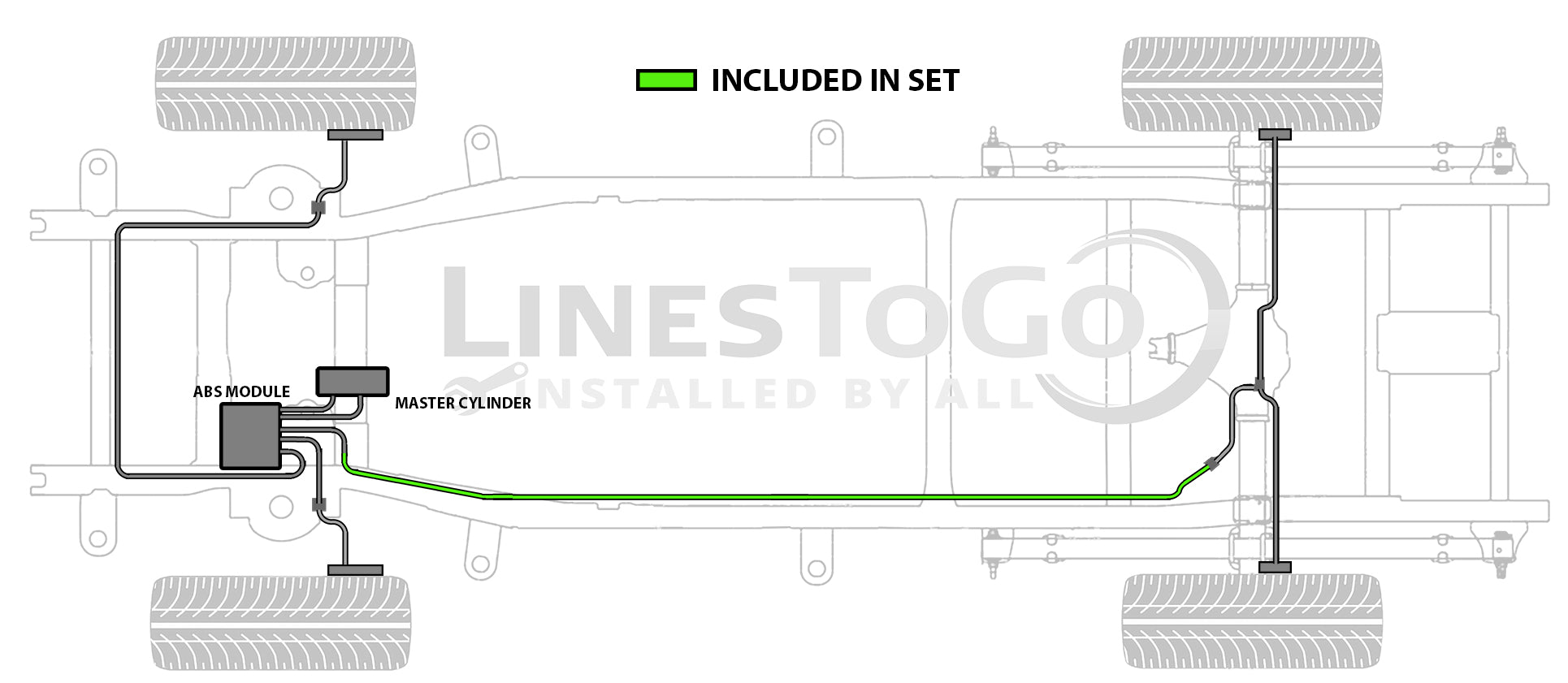 GMC Truck Rear Fuel Line Set with Intermediate Brake Line 1998 K3500 4WD Crew Cab 8 ft Bed 6.5L Diesel FL246-DD2G