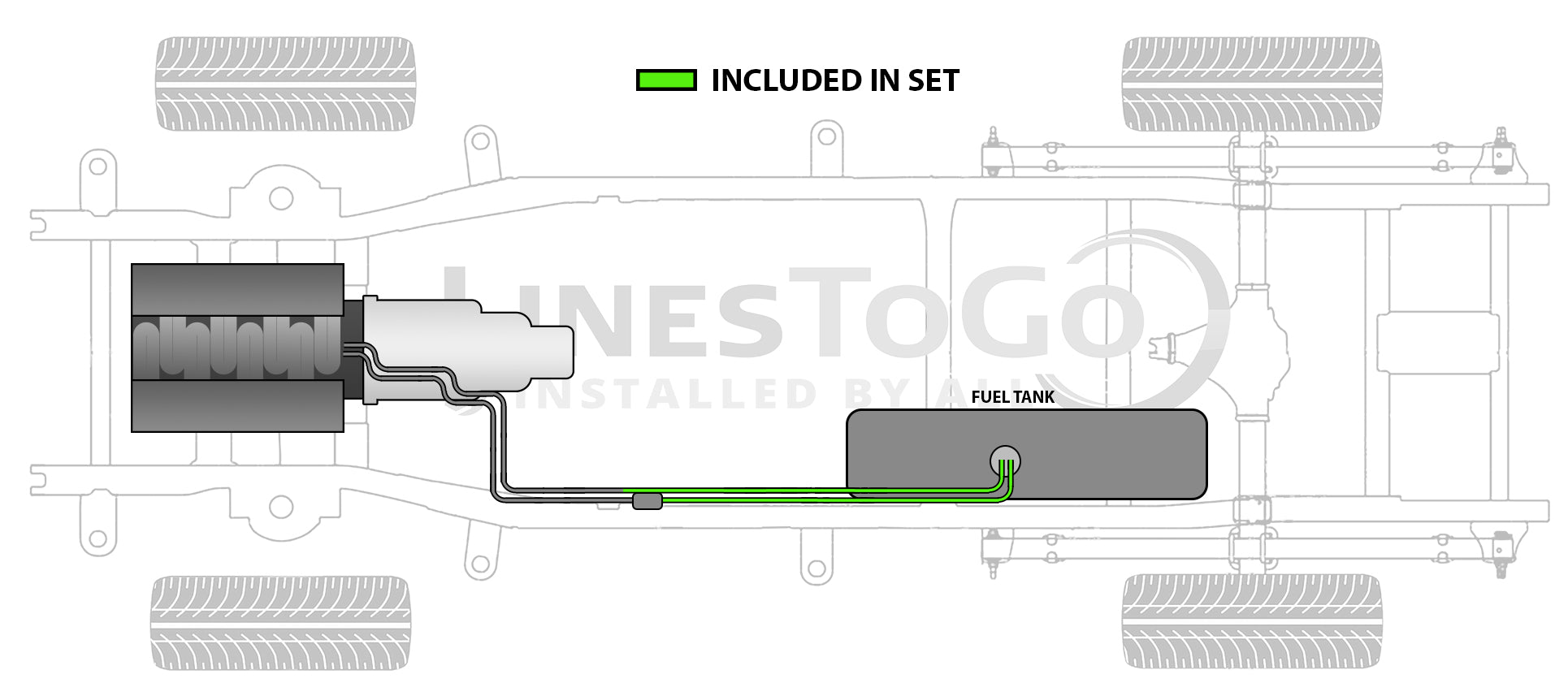 GMC Truck Rear Fuel Line Set with Intermediate Brake Line 1998 K3500 4WD Crew Cab 8 ft Bed 6.5L Diesel FL246-DD2G