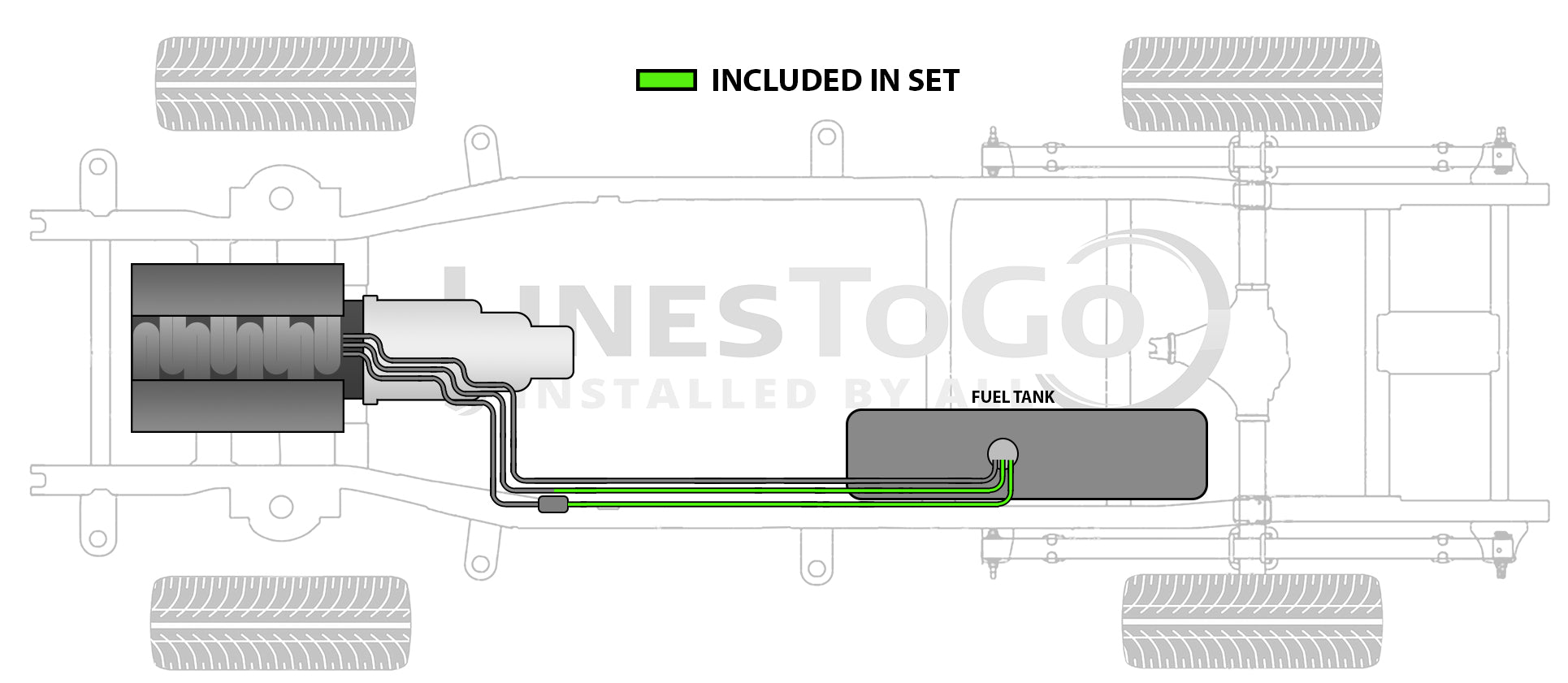 Chevy Truck Rear Fuel Line Set 1990 Reg Cab 8 ft Bed 2WD Diesel FL400-AD1A