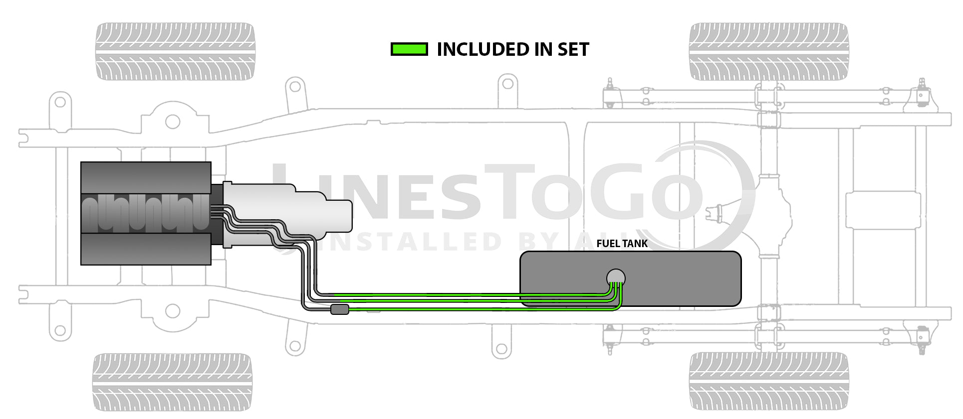 Chevy S10 Pickup Rear Fuel Line Set 1995 Reg Cab 7.5 ft Bed 2.2L FL425-A1B