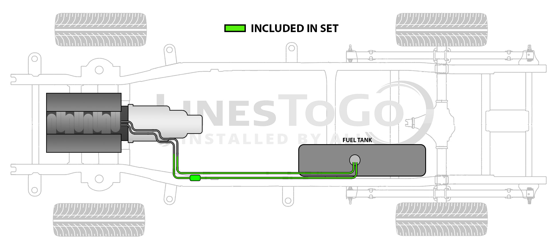 Chevy S10 Pickup Rear Fuel Line Set 1993 Reg Cab 7.5 ft Bed FL425-D1B