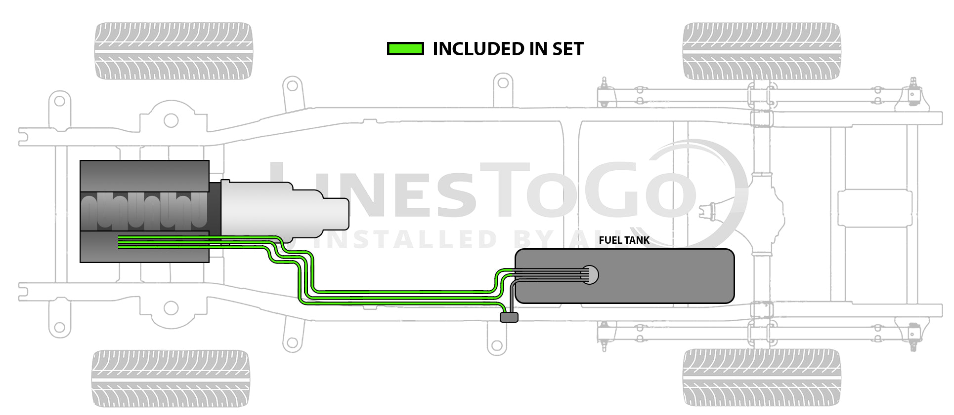 Chevy Trailblazer Fuel Line Set 2004 4.2L w/Remote Fuel Filter w/25 Gal Fuel Tank FL446-A2B