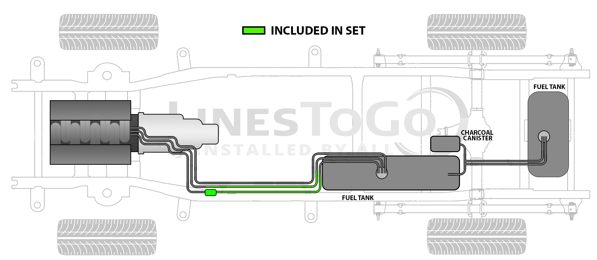 Chevy Silverado Rear Fuel Line Set 1996 2 Door Cab & Chassis 2WD 131.5"/141.5" WB 7.4L FL487-A1I