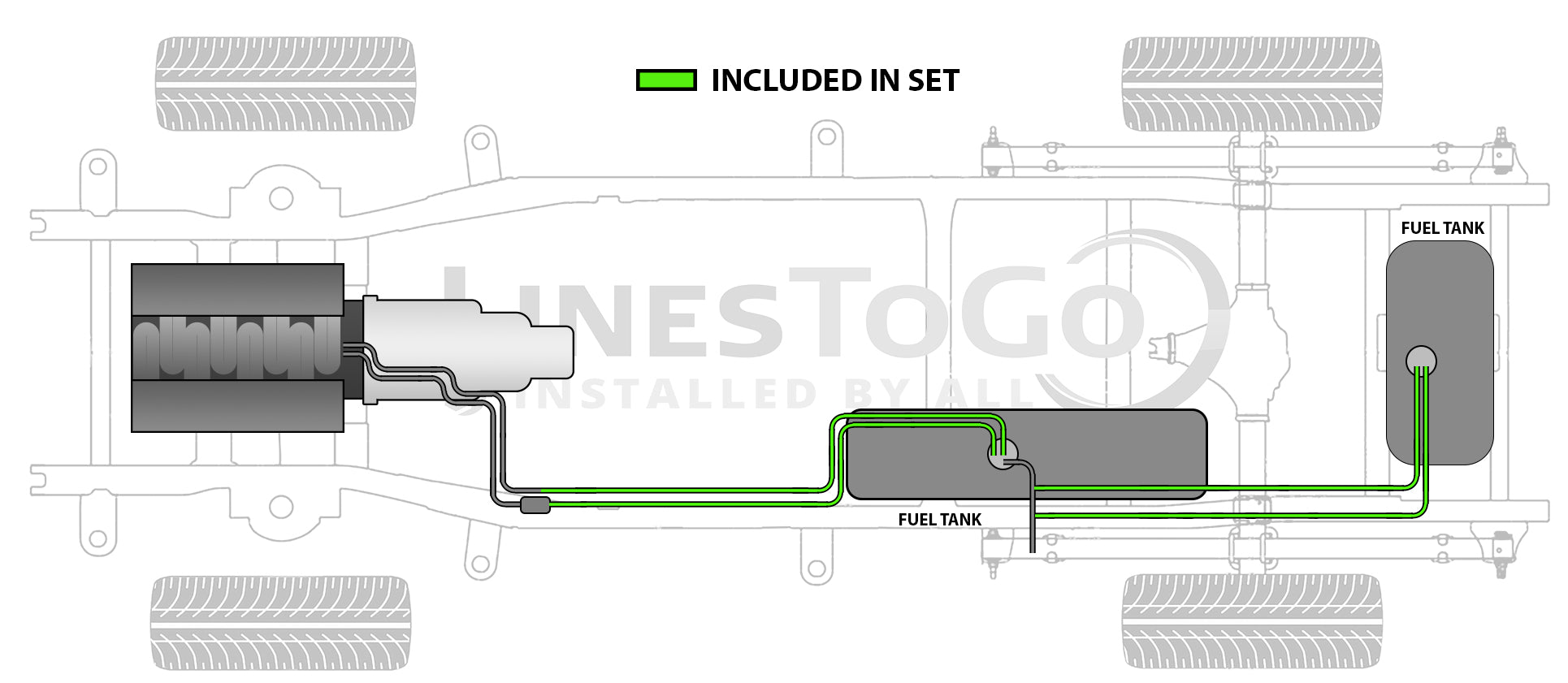 GMC Intermediate & Rear Fuel Line Set 1992 C3500 2WD Reg Cab 135.5" WB 5.7L FL487-C2A