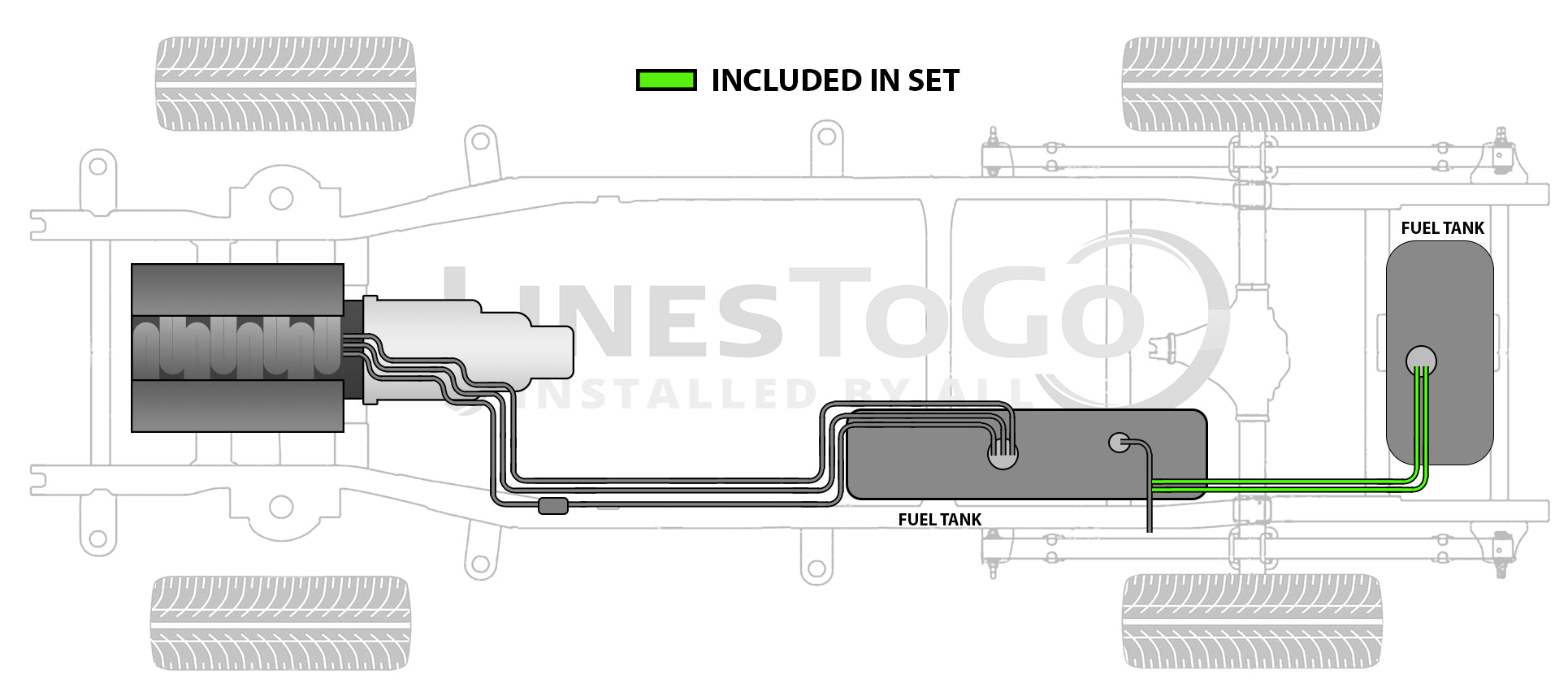 GMC Sierra Auxiliary Fuel Line Set 2009 Reg Cab 161.5" WB 6.0L FL489-A2J