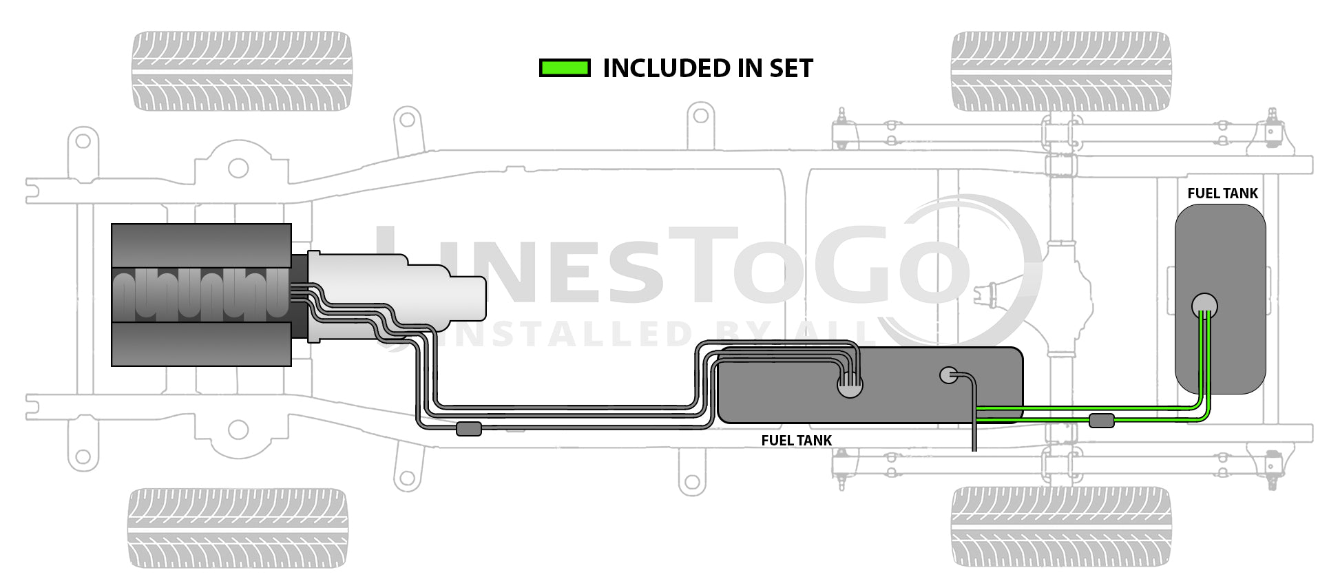 GMC Truck Auxiliary Fuel Line Set 1997 3500 Reg Cab, Cab & Chassis 135.5" WB 7.4L FL489-E5H