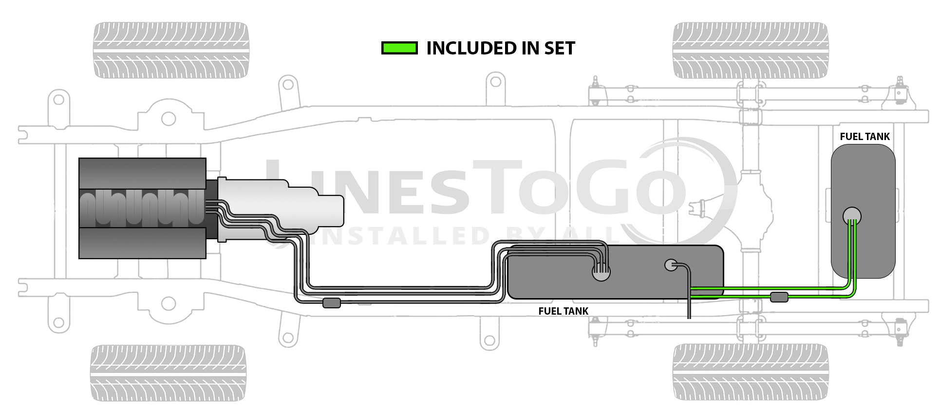 Chevy Truck Auxiliary Fuel Line Set 1998 3500 Reg Cab, Cab & Chassis 135.5" WB 5.7L FL489-E1A