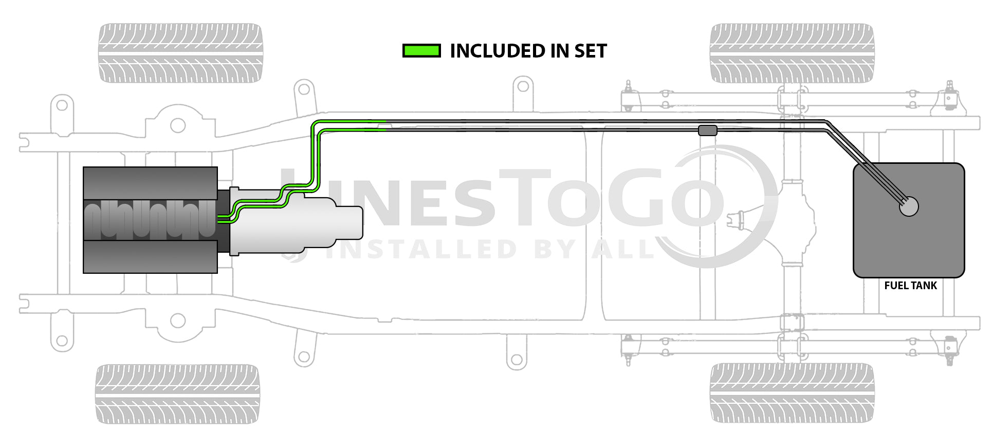 Juego de tuberías de combustible delanteras para camioneta Chevy Serie G 1991 1500/2500/3500 5,7 L 125" WB FL498-A1N
