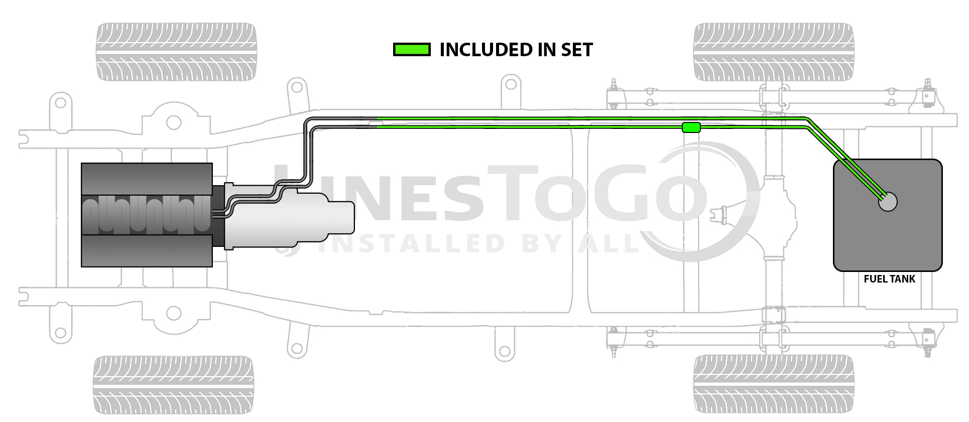 Juego de tuberías de combustible traseras para camioneta Chevy Serie G 1994 1500/2500/3500 125" WB 5.7L FL499-A1K