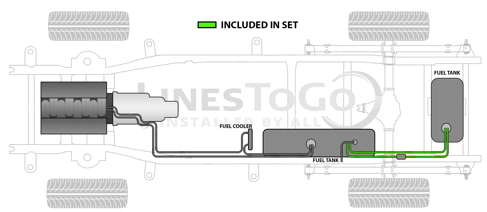 Chevy Silverado Auxiliary Fuel Line Set 2004 C/K Reg Cab, Cab & Chassis 161.5" WB 6.6L Diesel w/Engine Code LLY, LBZ FL588-H1A