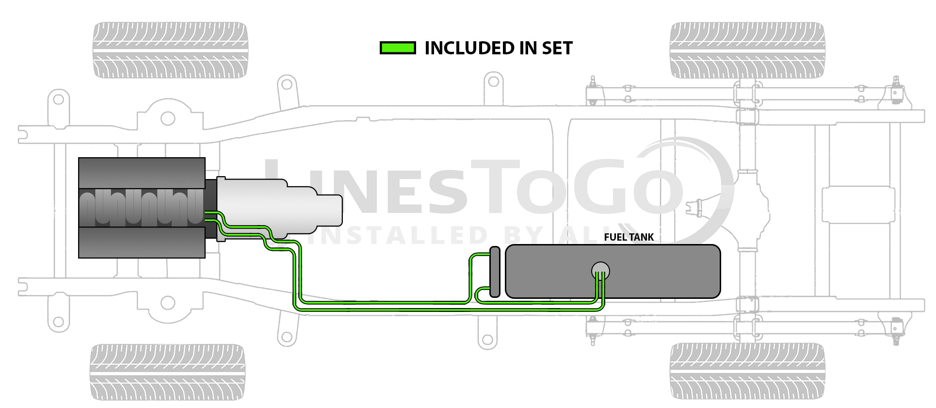 GMC Sierra Fuel Line Set 2001 C/K Ext Cab, Cab & Chassis 161.5" & 185.5" WB 6.6L Diesel w/Engine Code LB7 FL588-L2A