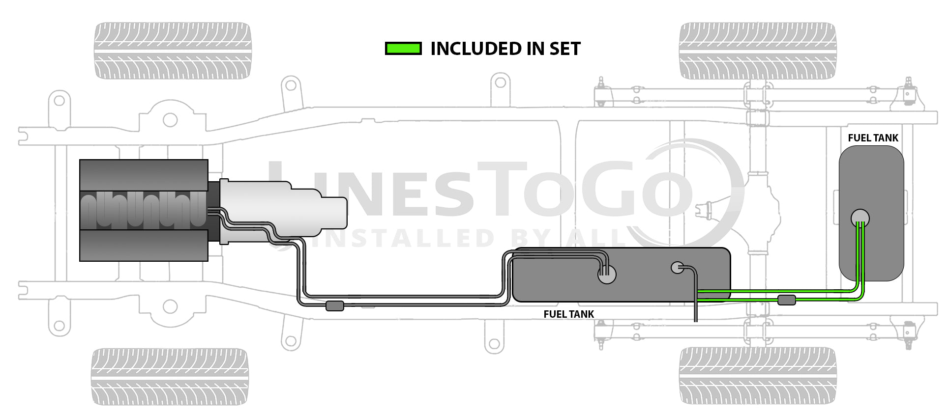 Chevy Kodiak Auxiliary Fuel Line Set 2003 C4500/5500 w/Auxiliary Tank Only RPO Code NG6 6.6L FL688-B1A