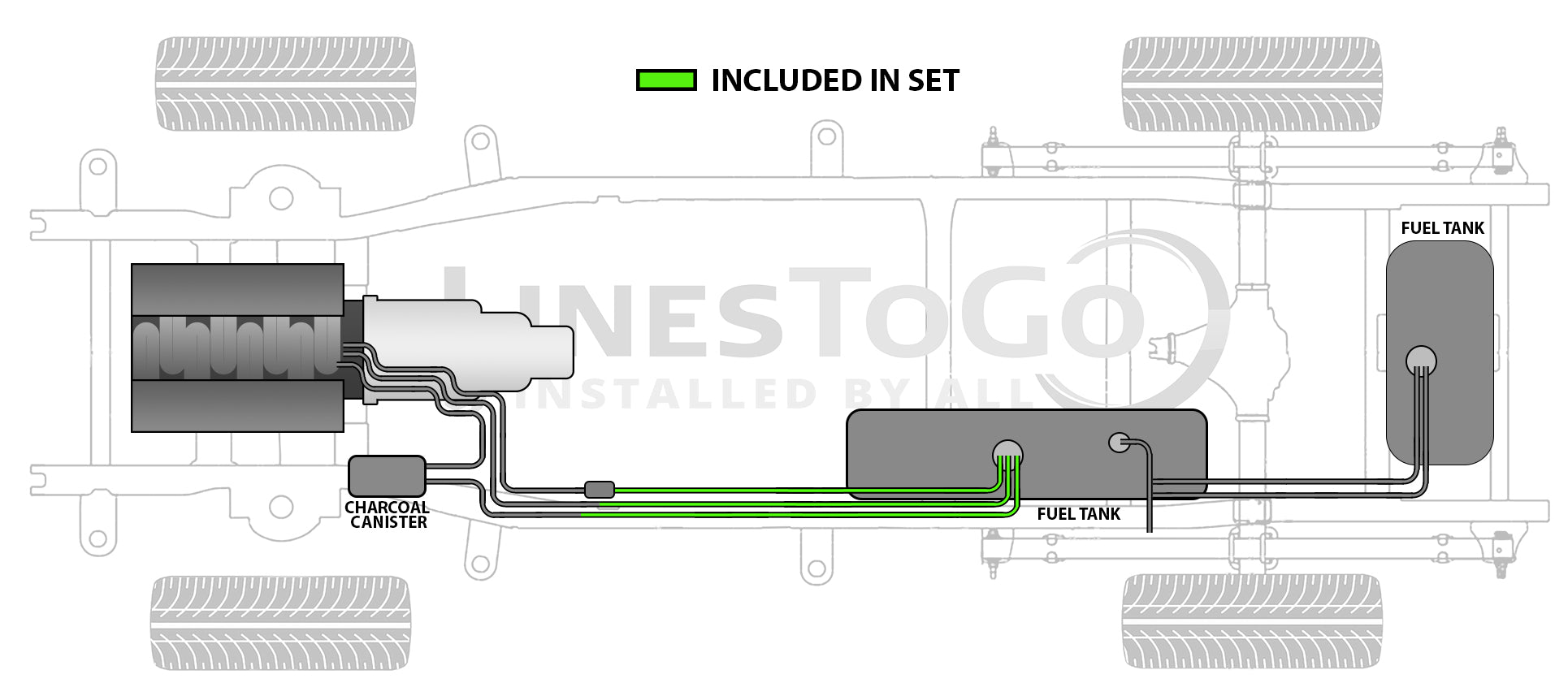 GMC TopKick Intermediate Fuel Line Set 2006 C4500/5500 w/152" WB RPO Code EG9 w/RPO Code NG6 w/Dual Tanks 8.1L FL688-K2A