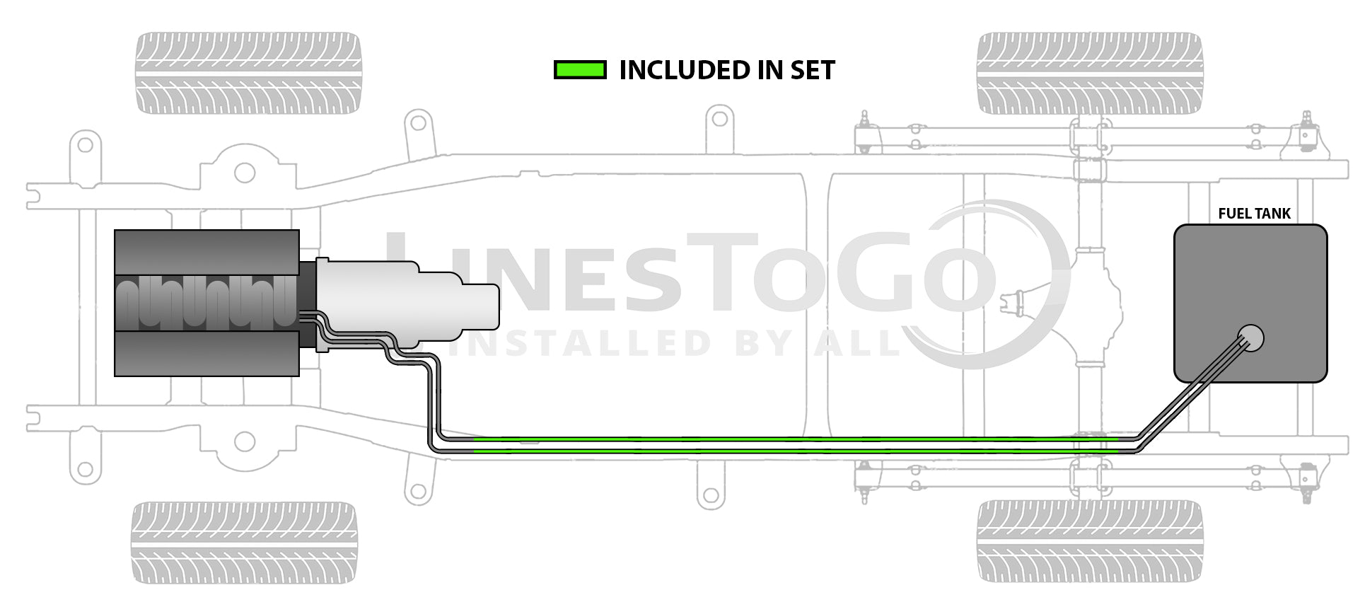 GMC TopKick Intermediate Fuel Line Set 2005 C4500/5500 w/176" WB 6.6L FL688-V2C