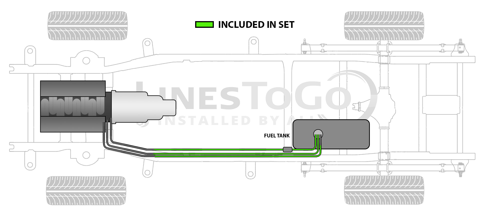 Dodge Ram Pick Up Rear Fuel Line Set 1992 150 Reg Cab 8ft Bed 3.9L FL709-C1N