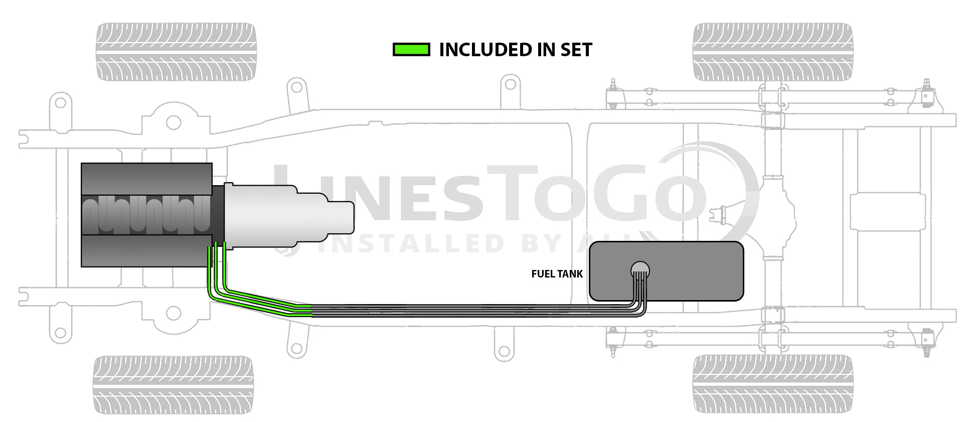 Dodge Ram Pick Up Front Fuel Line Set 1992 150/250/350 Club Cab 8 ft box 5.9L Gas FL709-G2C