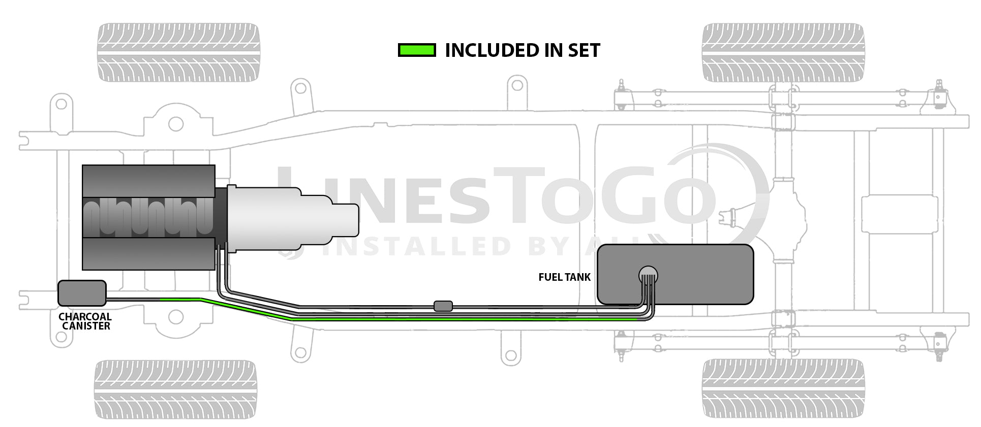 Ford F150 Vapor Line 1992 Cabina extendida 6.5 pies 2/4WD 5.8L SS107-1R Acero inoxidable