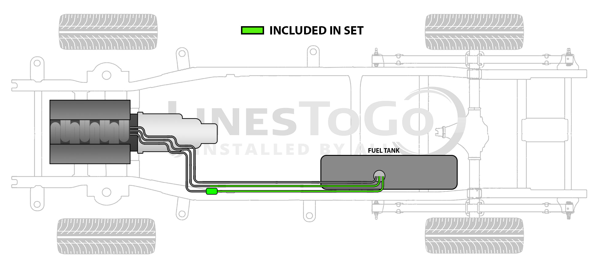 Chevy Truck Rear Fuel Line Set 1993 Reg Cab 6.5 ft Bed 4WD 7.4L Gas SS400-P1R Stainless Steel