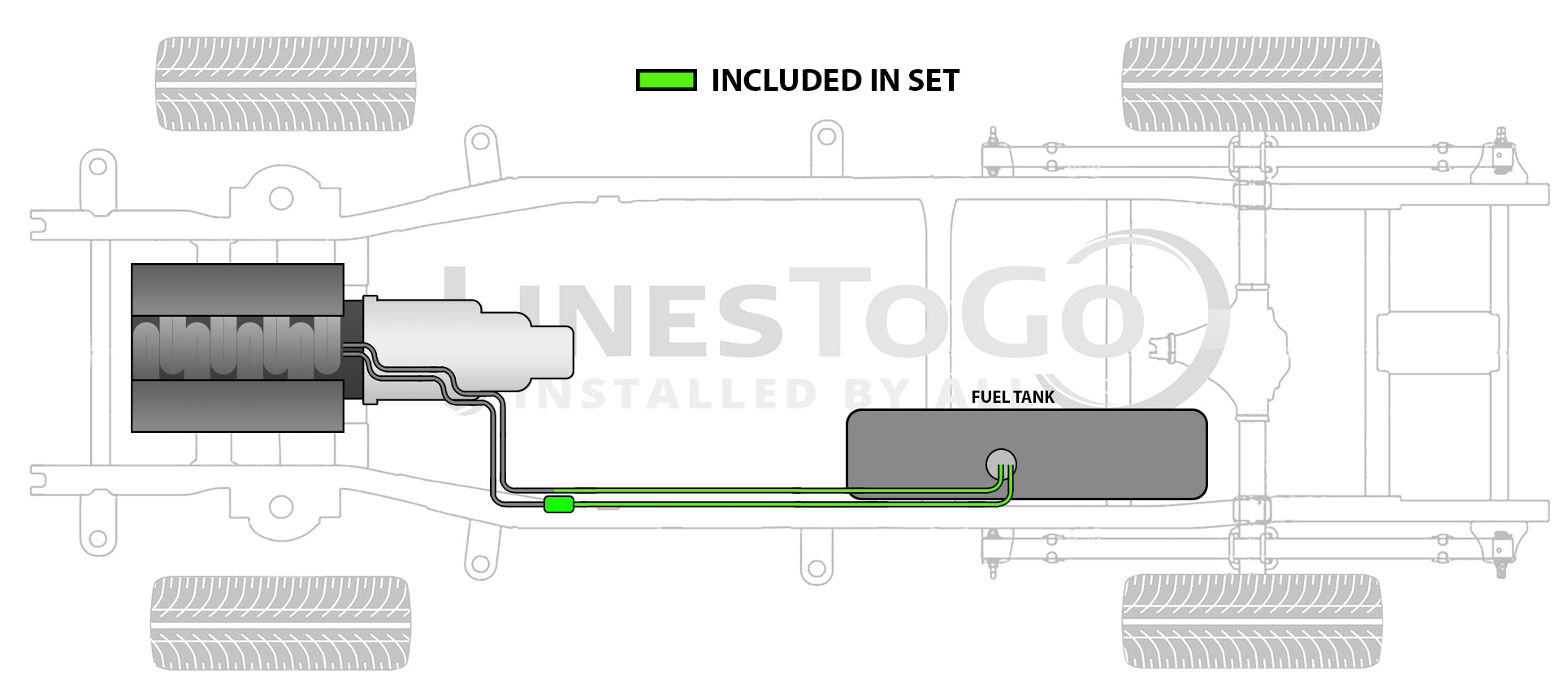 Chevy Truck Rear Fuel Line Set 1994 Reg Cab 8 ft Bed 4WD 7.4L Gas SS400-S1U Stainless Steel