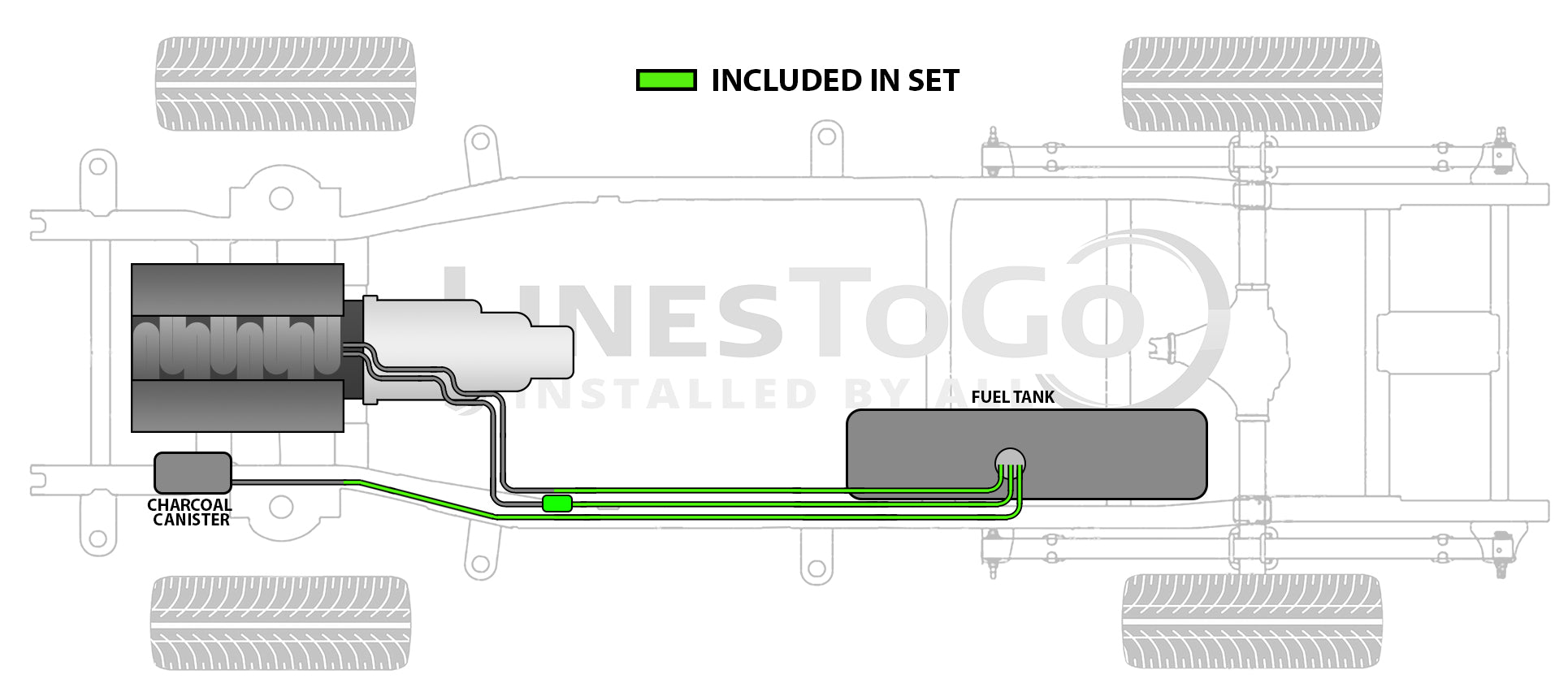 Chevy Truck Rear Fuel Line Set 1994 Ext Cab 6.5 ft Bed 4WD 5.7L Gas SS400-V1T Stainless Steel