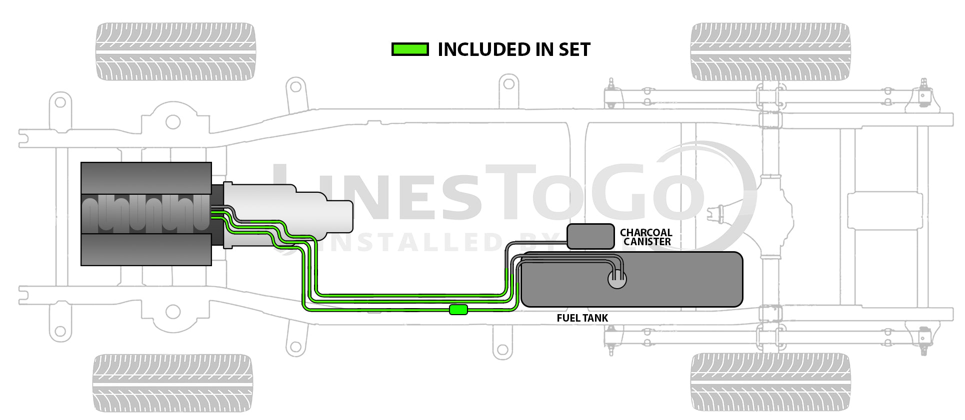 GMC Sierra Fuel Line Set 2002 2500 Exc HD, Ext Cab 6.5ft Bed 6.0L SS488-G8B Stainless Steel