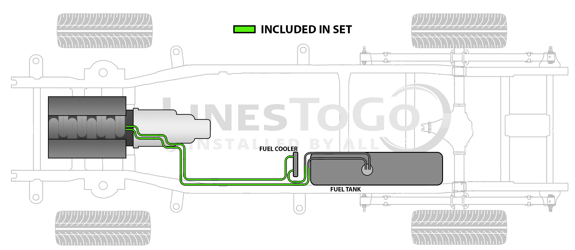 GMC Sierra Fuel Line Set 2001 C/K2500HD/3500 Ext Cab 6.6L Diesel w/Engine Code LB7 SS588-B2A Stainless Steel