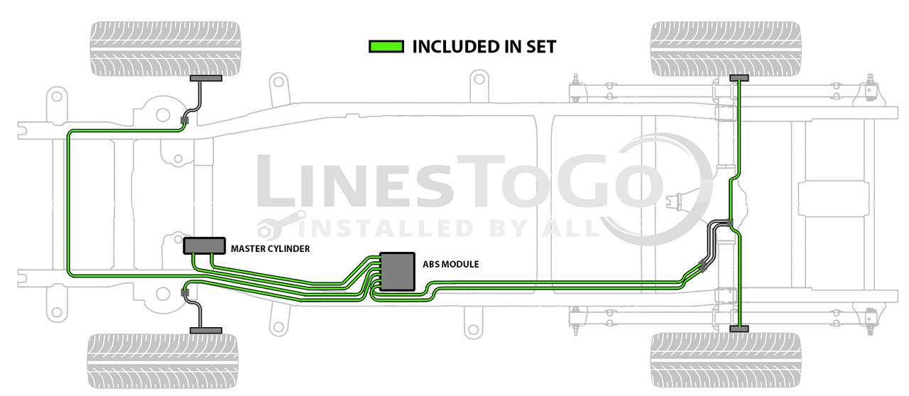 GMC Sierra Brake Line Set 2012 1500 Reg Cab 8ft Bed 5.3L BLC-207-SS2W Stainless Steel