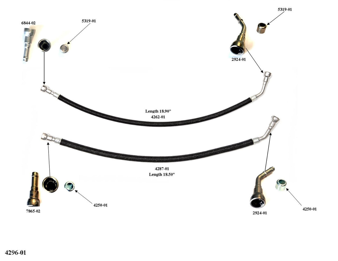 Premium Aramid Braided Teflon Hoses between fuel lines and fuel tank 1997-2005 Blazer/Jimmy S10 2 Door 4296-01