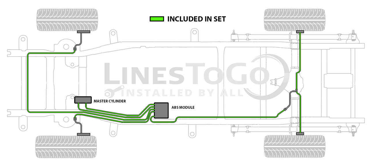 Chevy Silverado Brake Line Set 2003 2500 Reg Cab 8ft Bed 6.0L BLC-206-SS1A Stainless Steel