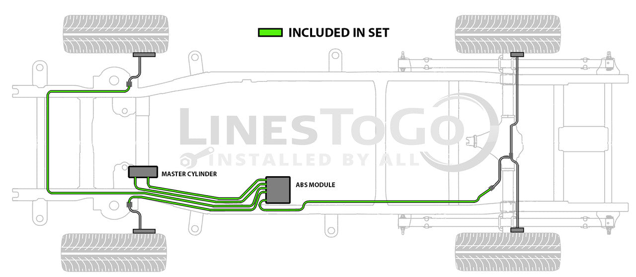 Juego de líneas de freno para Chevy Silverado 2003 2500HD Reg Cab 8ft Bed BLC-189-SS1A Acero inoxidable